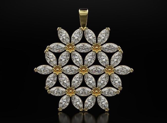 fiore orecchino marchesa diamanti 604 3dprinted design moda oro d'oro gioiello gioielleria Stampa stampabile stampa prototipazione argento orecchini 3D print model - Mito3D