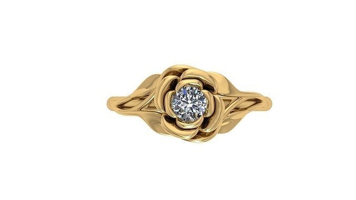 blume engagement ring gold schmuck luxus druckbar diamant platin ringe brillant karat solitär blumenring 3d print model - Mito3D
