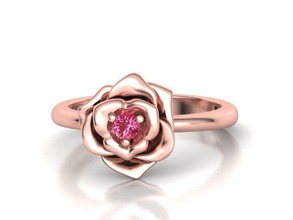 flor anillo de compromiso 3mm piedra la joyería floral naturaleza del rosa anillos ruby esmeralda estados unidos canadá europa diamante loto imprimible 3d los 3d print model - Mito3D