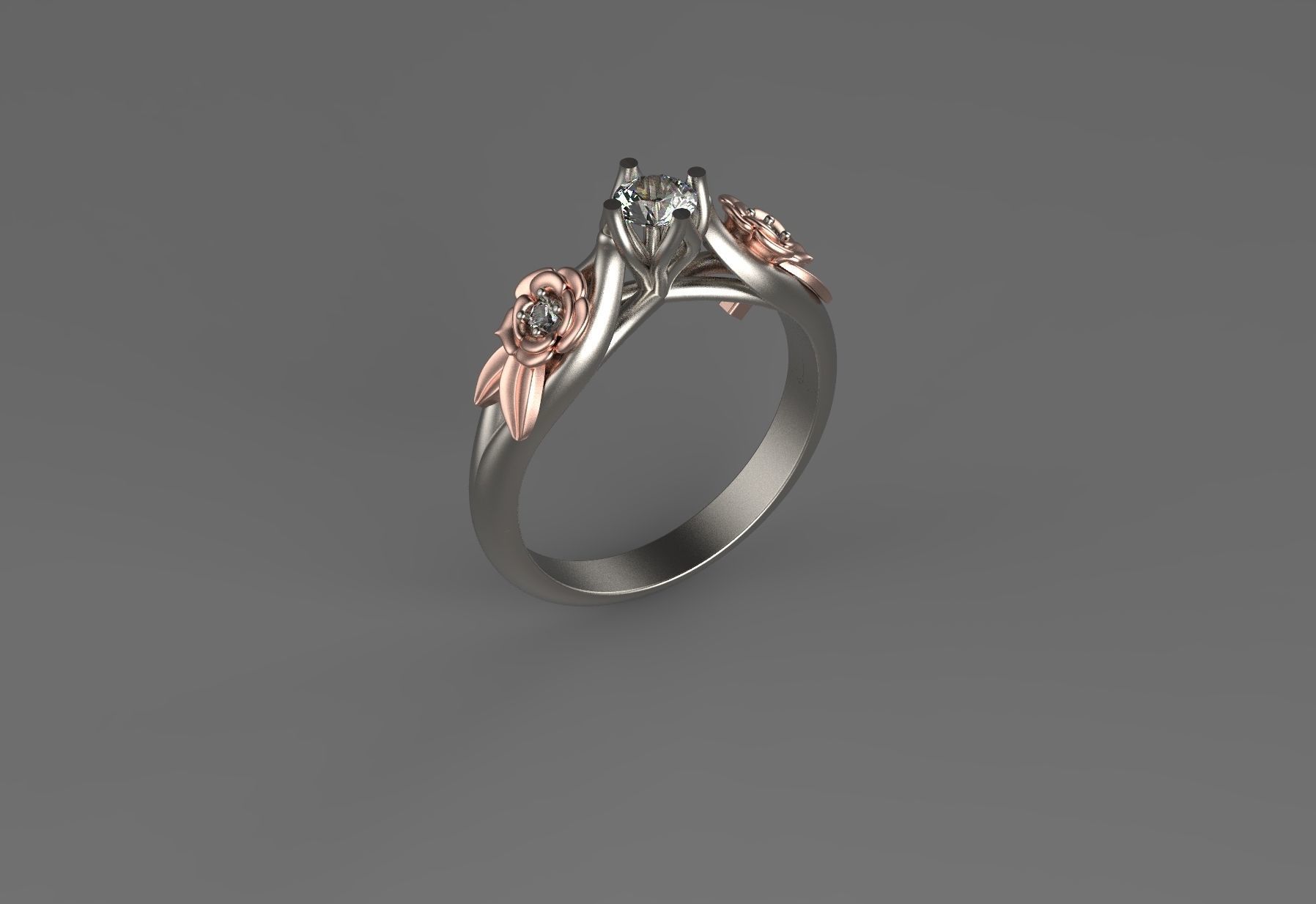 flower engagment ring jewelry gold platinum floral rings 3D print model - Mito3D