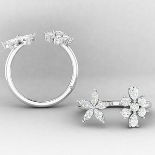 Blume Mode Ring Schmuck druckbar Diamant Sterling Ringe 3d print model - Mito3D