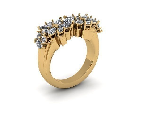 flower garden ring diamond golden silver jewelry rings 3D print model - Mito3D