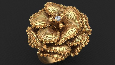 flor rosa oro diamante anillo joyería joya nivel imprimible compromiso moda planta maceta hojas leafe personas humano boda naturaleza anillos 3d print model - Mito3D