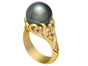 flower gold pearl ring women 1979 jewelry fashion accessories diamond man men woman unisex design fengshui rings 3d print model - Mito3D