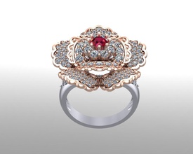 fiore anelli d'oro gioielli anello diamante oro rosa bianco argento matrimonio regalo anniversari amore moglie la fidanzata lady le signore donne di compleanno san valentino 3d print model - Mito3D