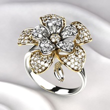 Blume Goldenen ring bedruckbar ist 3dprint gold-ring fring Diamanten Schmuck Juwel ruby Saphir Luxus Ringe 3d print model - Mito3D