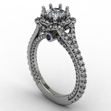 flower head fantasy engagement ring jewelry gold diamond printable wedding fashion brilliant beauty sapphire rings 3d print model - Mito3D