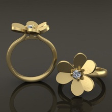 flower heart petal diamond ring band mix size 4-8 jewelry style women female fashion trend cocktail floral antique minimalist rings 3d print model - Mito3D