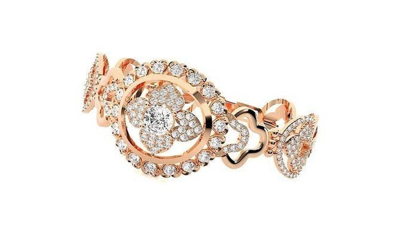 fleur haute bijoux diamant bracelet 3dm stl rend détails chaîne lourd unisexe imprimable bijou mariage luxe bracelets cubain italien 3d print model - Mito3D