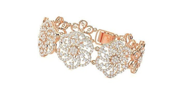 fleur haute bijoux diamant bracelet 3dm stl rend détails chaîne lourd unisexe imprimable bijou mariage luxe bracelets cubain italien 3d print model - Mito3D