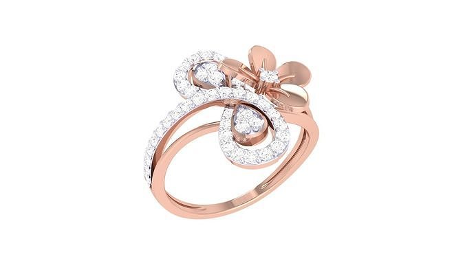 Blume Schmuck Diamant Cocktail Ring 3dm stl obj rendert Ringe Hochzeit Engagement Juwel Gold Platin Solitär Italiano 3D print model - Mito3D