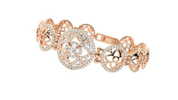 fleur haute bijoux solitaire diamant bracelet 3dm stl rend chaîne lourd unisexe imprimable bijou mariage luxe bracelets cubain italien 3d print model - Mito3D