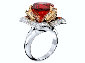 flor joyería joya mujer anillo canalla design cc124 amortiguar cortar piedra preciosa diamantes rubí compromiso Boda 3d 3d print model - Mito3D