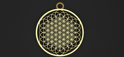 flower of life pendant 1 keychain islamic geometry pattern jewelry art pendants 3d print model - Mito3D