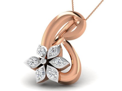 flower light wt diamond charms pendant 3dm render detail printable gem silver necklace wedding engagement ultra jewel jewellery gold jewelry pendants 3d print model - Mito3D