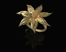 fleur longue feuilles bague 3d imprimable stl bijoux anneaux or argent platine mode femmes élégant Rose sterling l'amour Valentin 3d print model - Mito3D