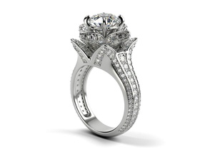 flor loto rosa anillo gemas impresión cnc joyería diamante joya piedra preciosa oro clothinc moda imprimible diseño floreciente copiar anillos 3d print model - Mito3D