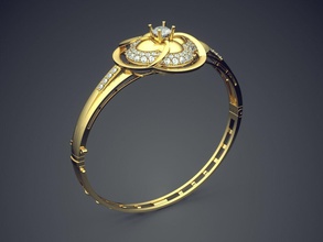 motivo de flor bracelete diamantes cad-3184 jóias brilhantes o cad design detalhe diamante engajamento gem ouro jóia platina printable anel anéis prata casamento pulseiras 3d print model - Mito3D