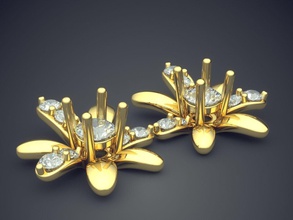 motivo de flor broches diamantes cad-3405 jóias brilhantes o cad design detalhe diamante engajamento gem ouro jóia platina printable anel anéis prata casamento 3d print model - Mito3D