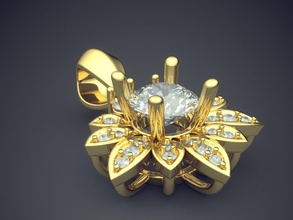 motivo de flor pingente diamantes cad-3921 jóias brilhantes o cad design detalhe diamante engajamento gem ouro jóia platina printable anel anéis prata casamento pingentes 3d print model - Mito3D