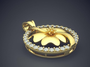 motivo de flor pingente diamantes cad-5274 jóias brilhantes o cad design detalhe diamante engajamento gem ouro jóia platina printable anel anéis prata casamento pingentes 3d print model - Mito3D
