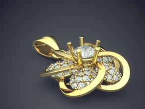 motivo de flor pingente diamantes cad-6082 jóias brilhantes o cad design detalhe diamante engajamento gem ouro jóia platina printable anel anéis prata casamento pingentes 3d print model - Mito3D