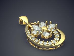 motivo de flor pingente diamantes cad-6979 jóias brilhantes o cad design detalhe diamante engajamento gem ouro jóia platina printable anel anéis prata casamento pingentes 3d print model - Mito3D