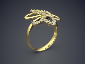 motivo de flor anel diamantes cad-5049 jóias brilhantes o cad design detalhe diamante engajamento gem ouro jóia platina printable anéis prata casamento 3d print model - Mito3D