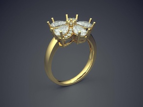 motivo de flor anel diamantes cad-6804 jóias brilhantes o cad design detalhe diamante engajamento gem ouro jóia platina printable anéis prata casamento 3d print model - Mito3D