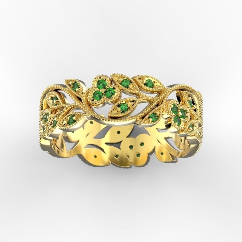 Blume ornament ring 2 Schmuck Ringe Hochzeit Juwel diamond kostbar floral 3D print model - Mito3D