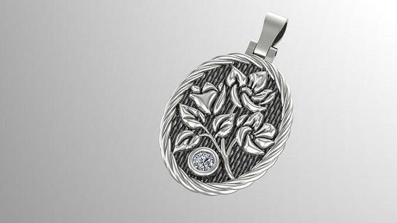 fleur modèle pendentif or bijoux argent imprimable brillant gemme moule colliers 3d print model - Mito3D
