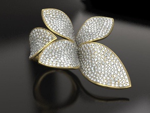 flower pave ring jewelry petals tenderness elegance floral vegetal diamond covering replica brand feminine collectible lace rings 3d print model - Mito3D