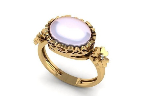 fiore perla squillare 140 gioielleria oro argento stampabile diamante moda gemma negozio signora nozze prototipazione brillante calcolo vendere 3dprint zaffiro rubino anelli 3d print model - Mito3D