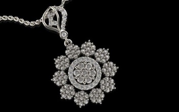 Blume Anhänger Schmuck Silber Gold Diamant Hochzeit Engagement Juwel brillant druckbar Halsketten Mohamad 3d print model - Mito3D