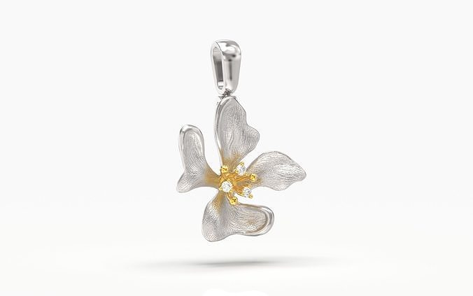 çiçek kolye takı mücevher elmas parlak taş yazdırılabilir altın gümüş platin sterlin metal moda güzellik organik doğa güzel Yazdır 3D print model - Mito3D