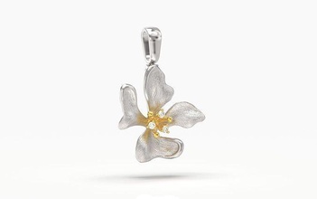 fleur pendentif bijoux diamant brillant gemme calcul imprimable or argent platine sterling métal mode beauté biologique nature belle impression pendentifs 3d print model - Mito3D