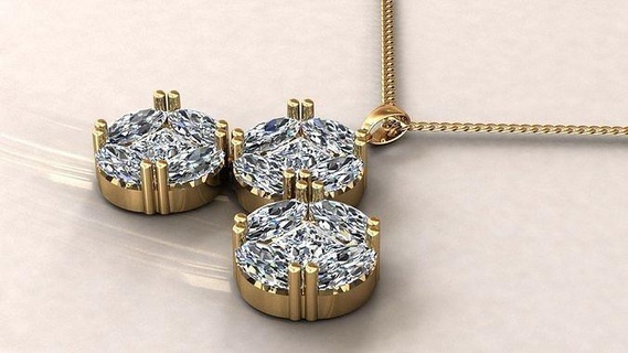 fiore pendente gioielleria oro lusso platino splendente nozze pendente regalo argento stampabile brillante gemma moda bellezza pendente collana ciondoli 3d print model - Mito3D