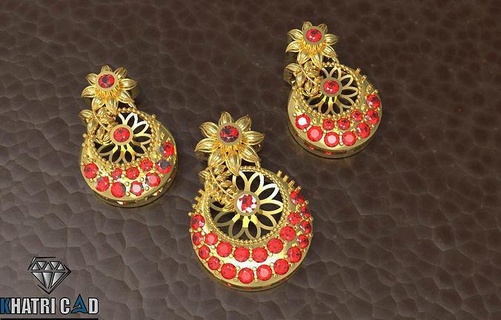 flower pendant gemstones jewelry gold silver design indian printable stl apparel fashion jewellry 3d model pendants 3d print model - Mito3D