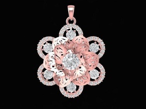flower pendant women 3103 jewelry fashion accessories gold diamond woman design pendants 3d print model - Mito3D