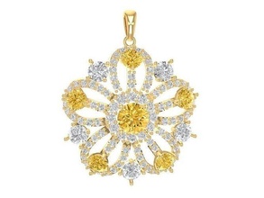 flower pendant women 878 jewelry fashion accessories gold diamond woman design pendants 3d print model - Mito3D