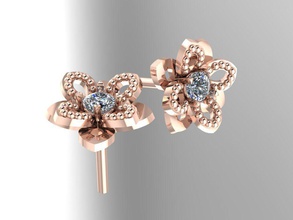 çiçek küpe yaprakları takı rose altın mücevher elmas taş 3dmodel cad baskı 3d print model - Mito3D