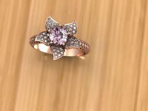 flower pink gold ring 3d model jewelry jewelery trendy diamond glam fashion women girl style rings 3d print model - Mito3D