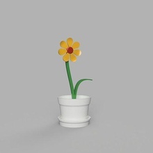 flower in pot flora vase plant 3d printed nature general decor barbie play dollhouse doll scaled summer hobby diy 3d print model - Mito3D