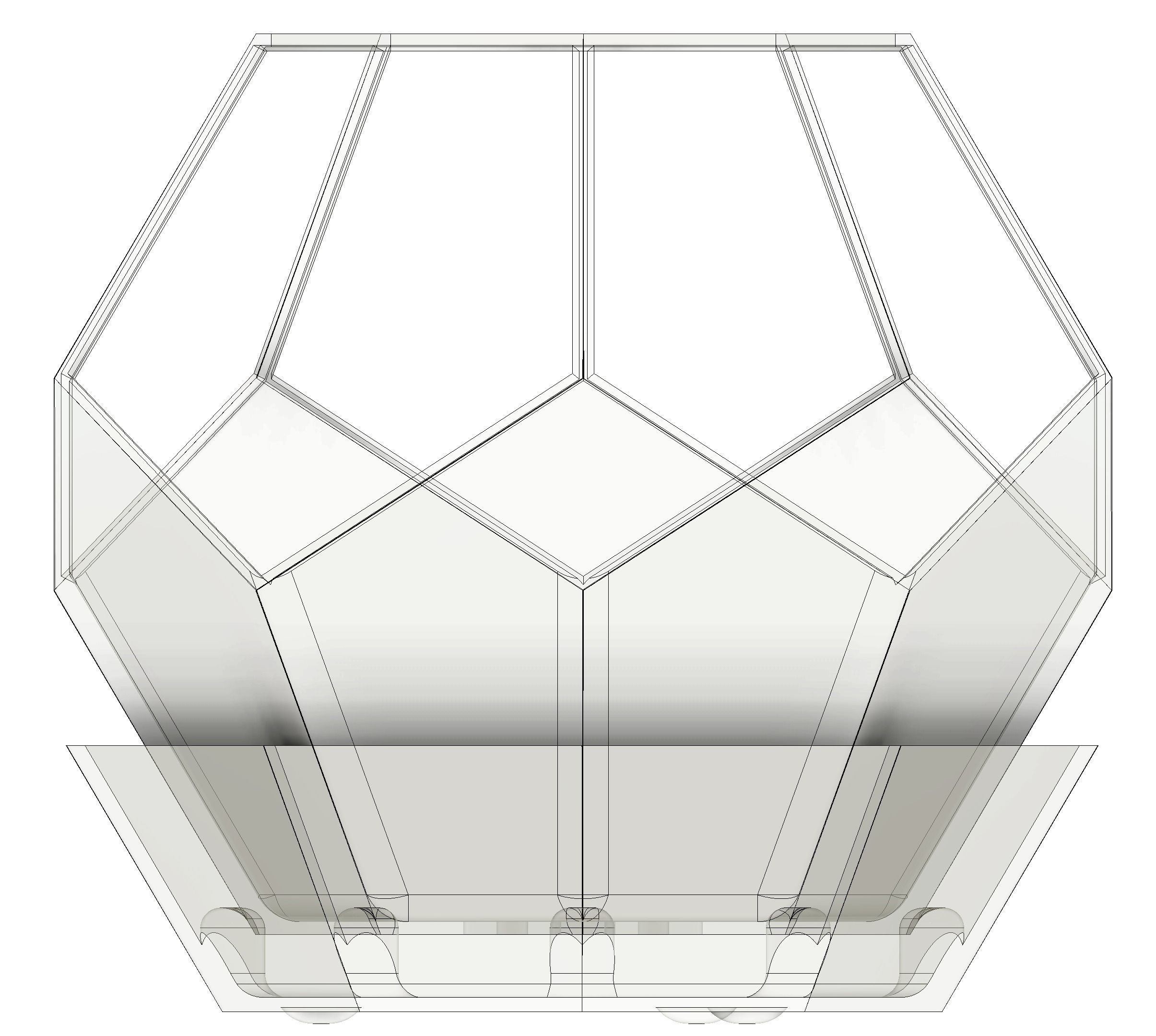 fleur pot dodécaèdre soucoupe base tranchant 3d imprimable texturé géométrique pentagone luxe moderne conception décoratif maison décor 3D print model - Mito3D