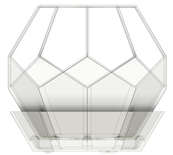 flor maceta dodecaedro platillo base agudo afilado 3d imprimible texturado geométrico pentagona lujo moderno diseño decorativo casa decoración 3d print model - Mito3D