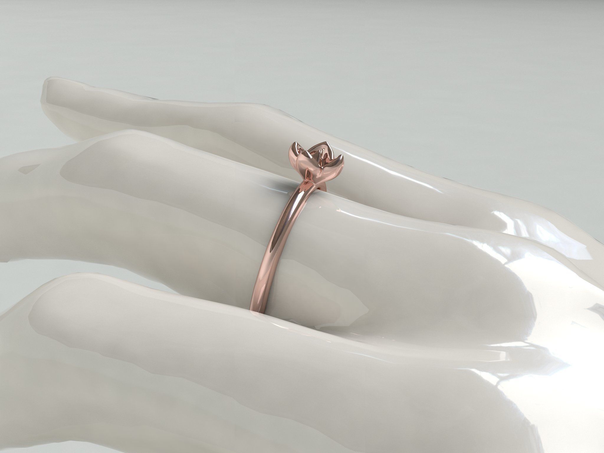 flower ring- rose ring-simple elegant ring gold diamond engagement jewelry rings 3D print model - Mito3D