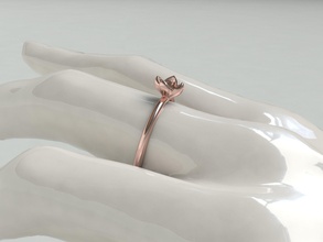 flor ring rosa simple elegante anillo oro diamante compromiso joyería joya anillos 3d print model - Mito3D