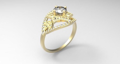 flower ring jewelry gold precious diamond wedding engagement ladies fashion free rings 3d print model - Mito3D
