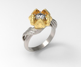 anello fiore gioielli oro stampabile disco di platino argento brillante anelli 3d print model - Mito3D