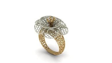 bague fleur bijoux femmes les anneaux de l'anneau or 3d print model - Mito3D